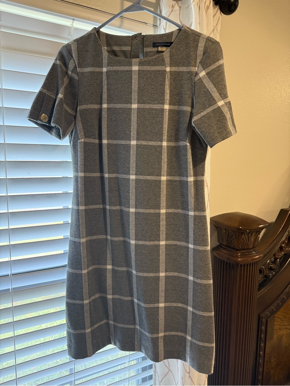 Tommy Hilfiger Windowpane Short-Sleeve Shift Dress
